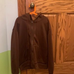 Trendy brown zip up hoodie